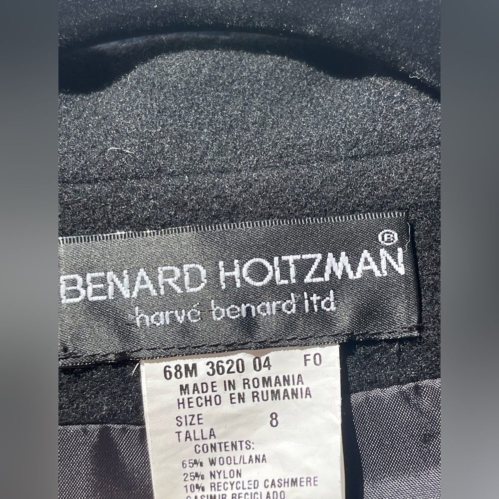 Benard Holtzman Harve Benard Ltd Wool Cashmere Blend Classic Black Blazer Size 8 - Picture 6 of 10